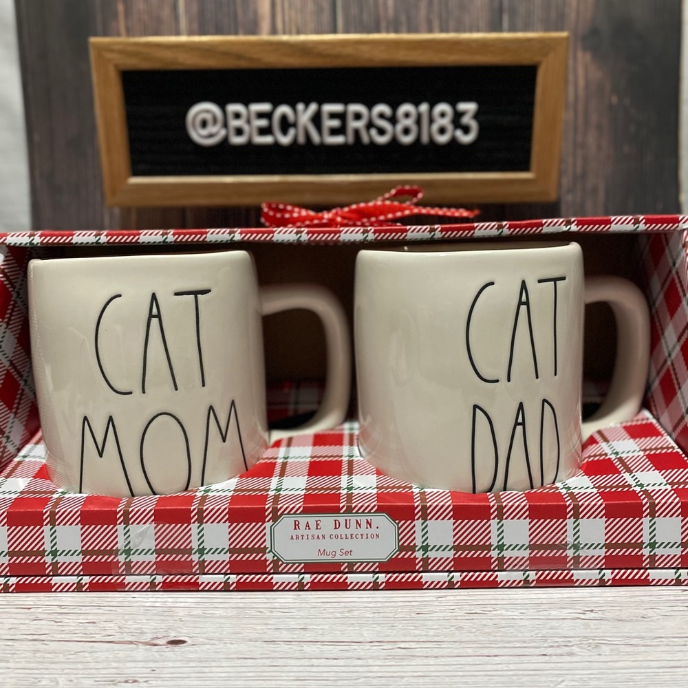 RAE DUNN | “CAT MOM/CAT DAD” Mug Set {2}